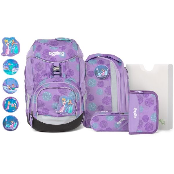 Ergobag Skoletaske Sæt Glow Pack SleighBear Purple Ice Flowers