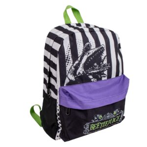 BeetlejuiceÂ® Stribet Skoletaske Sort/Hvid